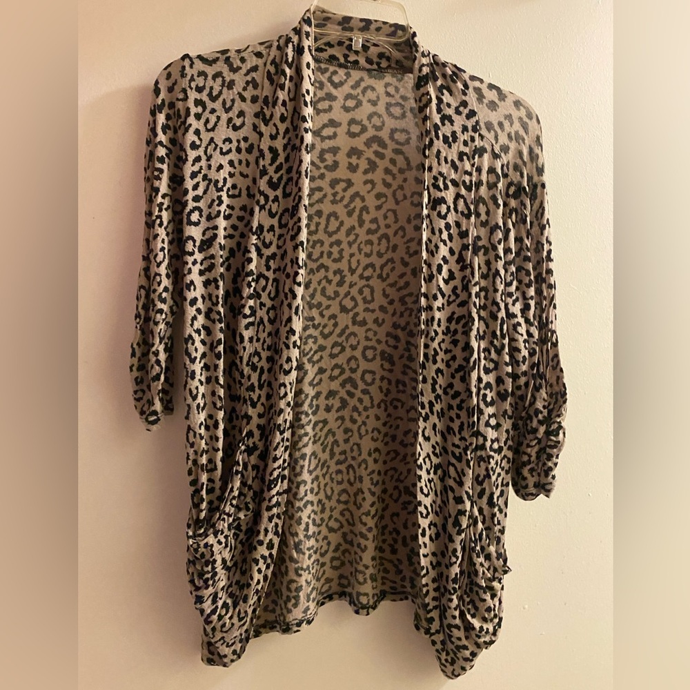 Libian Womens Lightweight Cardigan Sweater S Small Leopard Print Brown & Black